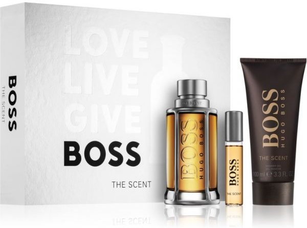 Hugo Boss Men's The Scent 3-Piece Gift Set: 3.4 oz EDT, 3.4 oz Shower Gel, Mini 