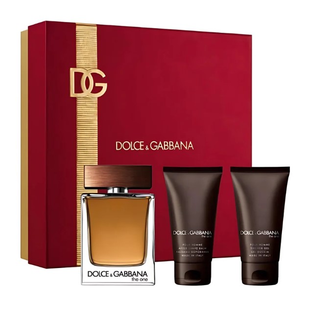 Dolce & Gabbana Men's The One 3 Piece Gift Set: 3.3oz EDT Spray, 1.7oz Aftershave Balm, 1.7oz Shower Gel