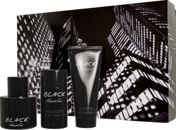 Kenneth Cole Black 3 Piece Men's Set 3.4 oz EDT Spray with 3.4 oz After Shave Balm & 2.6 oz Deodorant