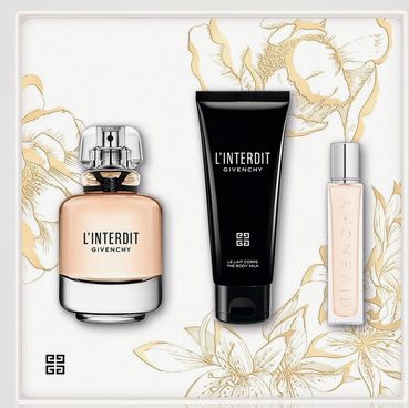 Givenchy L'Interdit 3-Piece Gift Set for Women – 2.7 oz EDP Spray, 0.42 Oz Spray 2.5 oz Body Milk 