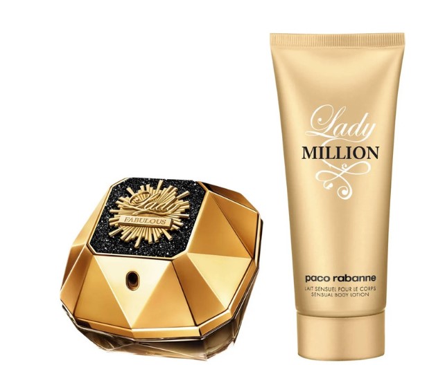 Paco Rabanne Lady Million 2-Piece Gift Set for Women: 2.7 oz EDP Spray + 3.4 oz Body Lotion 