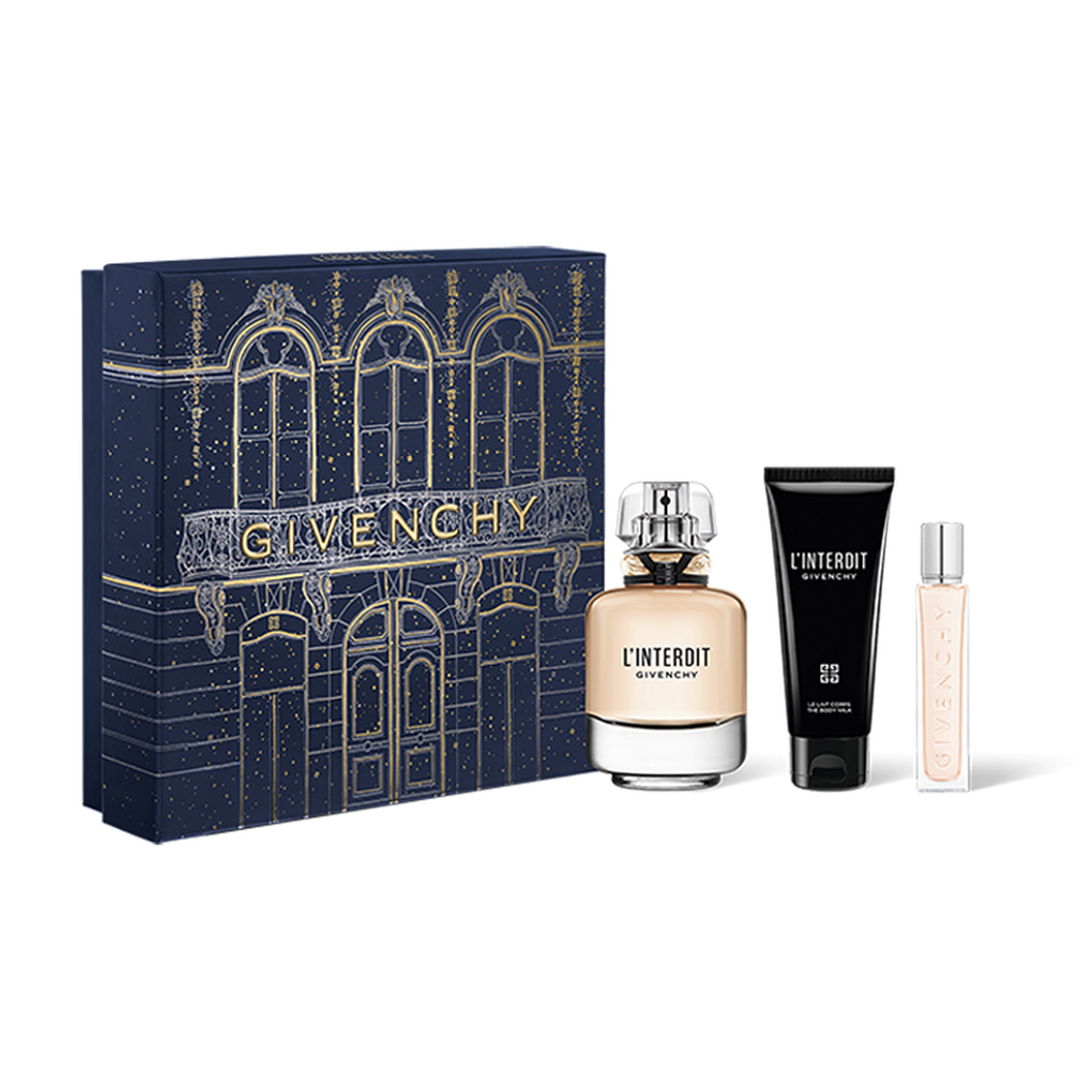 Givenchy L’Interdit Women's 3-Piece Gift Set | 2.7 oz EDP, 0.42 oz Travel Spray, 2.5 oz Body Milk