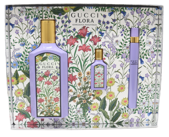Gucci Flora Gorgeous MAGNOLIA Women 3-Piece Set | 3.4 oz EDP Spray, 10 ml Spray, 5 ml Spray