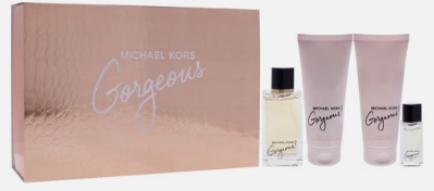 Michael Kors Gorgeous Edp 3.4 Oz + Edp .03 Oz + Shower Gel + Body Lotion 3.4 Oz Set Women