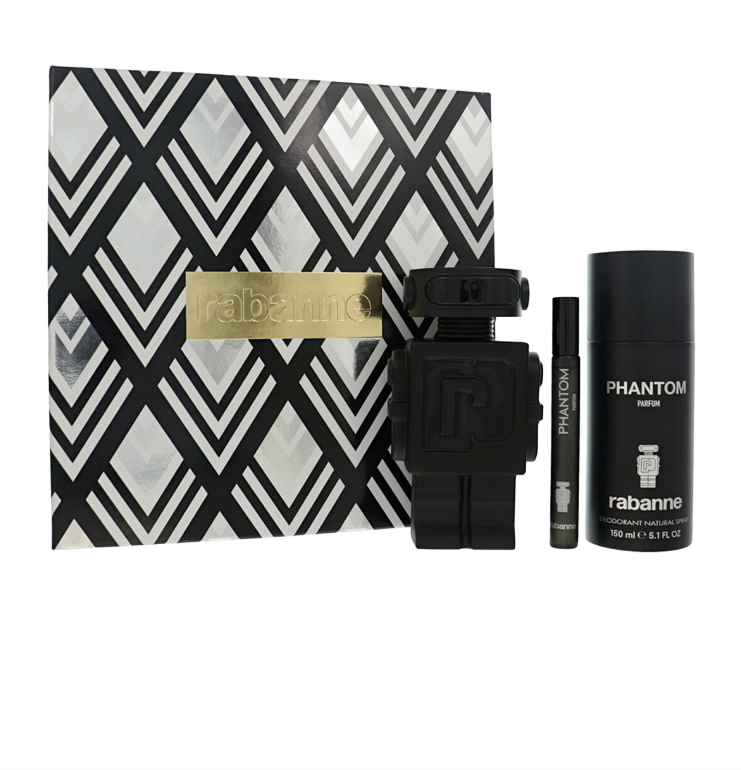 Paco Rabanne Phantom Parfum 3.4 Oz + 5.1 Oz DEODEANT + MINI 0.34 Oz Men Set