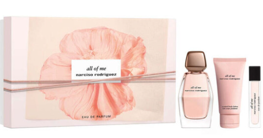 Narciso Rodriguez All of Me 3-Piece Gift Set for Women – 3.4 oz EDP Spray, 0.33 oz EDP Travel Spray, 1.6 oz Body Lotion