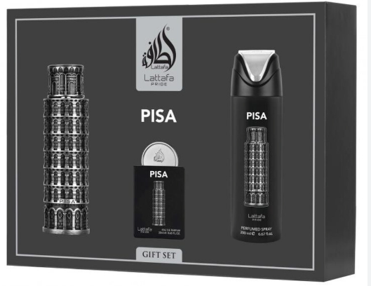 Lattafa Pisa 3 Pcs Set 3.4 Oz Edp Spray + 0.65 Oz Edp + 6.67 Oz Perfumed Spray Men