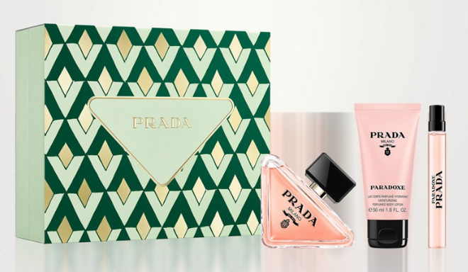 Prada Paradoxe -3 Piece Set: 3 Oz EDP, 0.33 Oz Travel Spray, 1.6 Oz Body Lotion Women