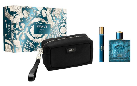 Versace Men's Eros 3-Piece Gift Set: 3.4 oz EDP Spray + 0.3 oz EDP Spray + Versace Bag 