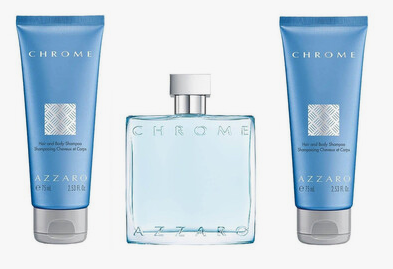 Azzaro Chrome 3 Pcs Men Set Edt 3.4 Oz Spray + Shampoo 2.53 Oz + Hair & Body 2.53 Oz 