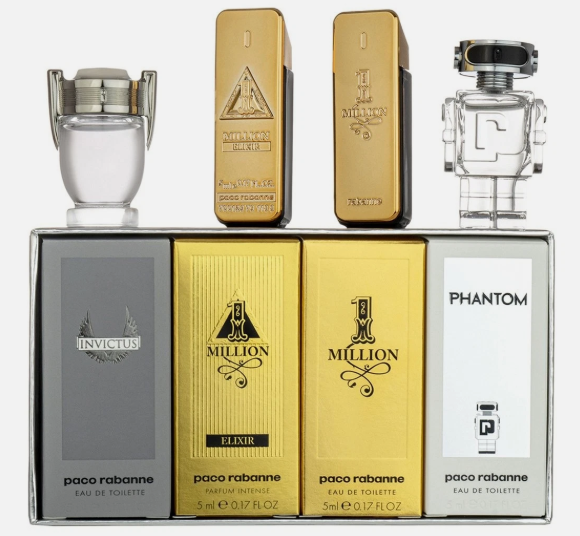 Paco Rabanne 4 Pcs Set Men ( 1 Million 0.17 Oz Edt + 1 Million Elixir 0.17 Oz Parfum Intense + Invictus 0.17 Oz Edt + Phantom 0.17 Oz Edt)