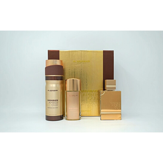 Al Haramain | Amber Oud Gold Edition Men's 3PC SET | 75ml Perfume, 30ml Travel Size & 200ml Deodorant Spray