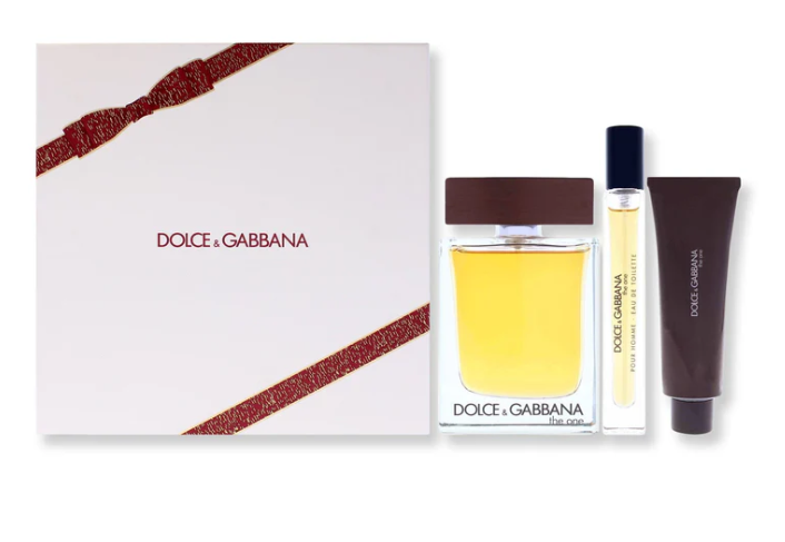Dolce & Gabbana The One 3-Piece Gift Set – 3.4oz EDT Spray, 1.69 oz Body Lotion, 0.34 oz Travel Spray 