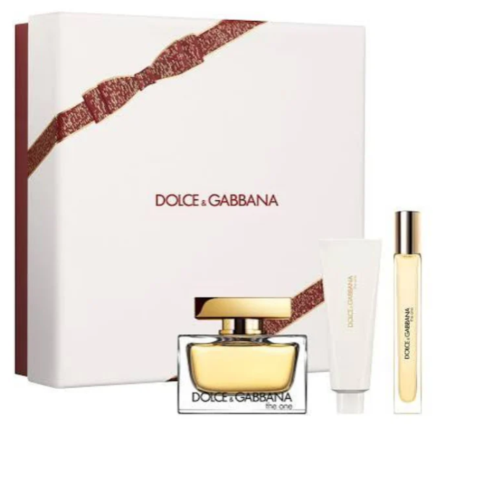 Dolce & Gabbana The One for Women 3-Piece Gift Set – 2.5 oz EDP Spray, 1.7 oz Body Lotion, 0.34 oz Travel Spray 
