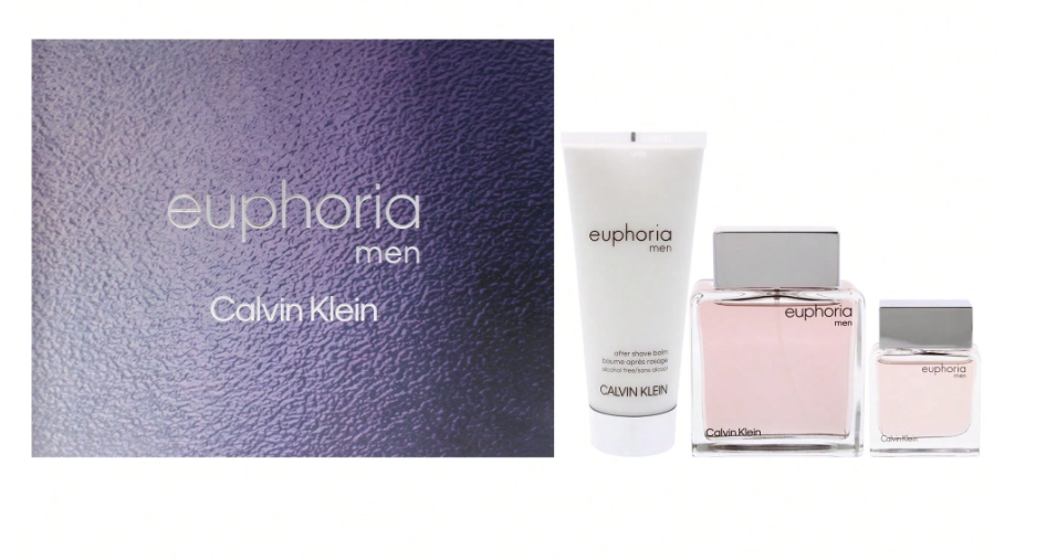 Calvin Klein Euphoria Men 3-Piece Gift Set for men – 3.3 oz EDT Spray, 0.33 oz Mini Spray, 6.7 oz Body Lotion  