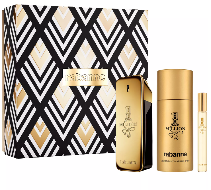 Paco Rabanne One Million Men's 3 Pic set- 3.4 Oz EDT  Spray + 5.1 Oz Deodorant + 0.34 Oz mini