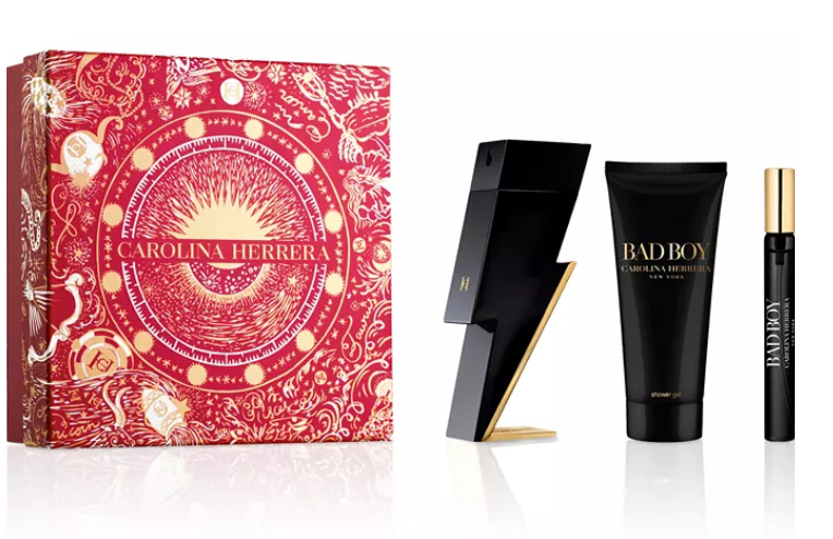 Carolina Herrera Bad Boy Men's 3-Piece Set: 3.4oz EDT Spray, 0.34oz EDT Travel Spray, 3.4oz Shower Gel.   