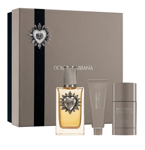 Dolce & Gabbana Devotion Men's 3-Piece Gift Set | 3.3 oz EDP + 1.69 Oz S/G + 2.6 Oz Stick Deodorant 
