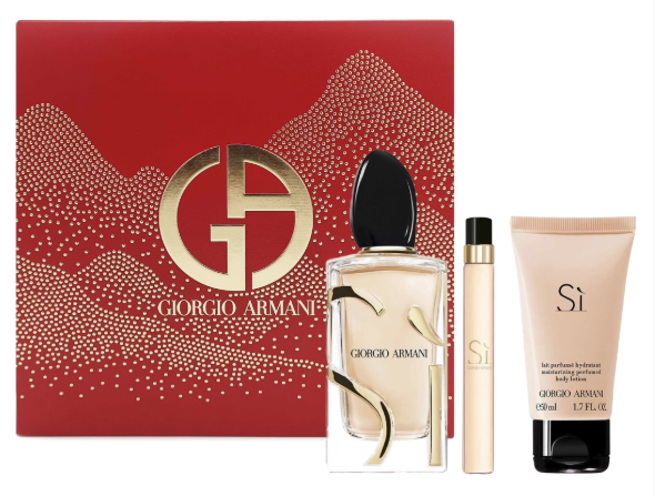Giorgio Armani Si Women EDP Spray 3.4 Oz + Edp 0.33 Oz Set + 1.6 oz B/L